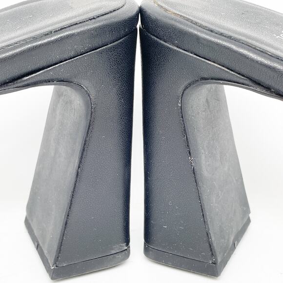 Jeffrey Campbell Women's Square Toe Black Leather Block Heel Mules Size 8.5 - Picture 10 of 13